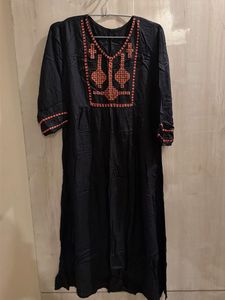 Black Kurta with Red Embroidery