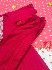 Red Embellished Kurta