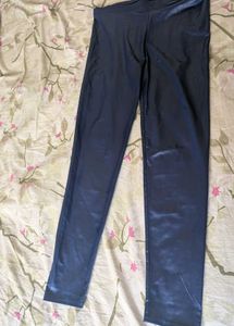 Shiny Blue High-Waisted Leggings