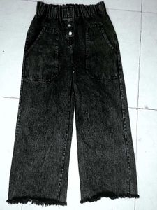 Washed Black Wide Leg Jeans