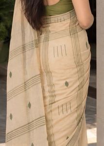 Elegant Cream Saree with Green Border