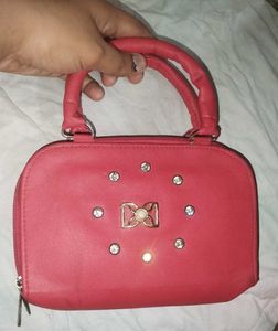 Cute Red  Handbag with Bow Detail