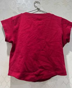 Red V-Neck Crop Top with Logo❤️❤️