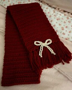 Handmade Maroon Crochet Scarf