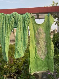 Green Embroidered Kurta Set