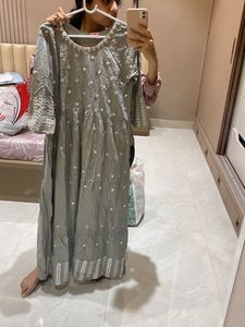 Grey Tiered Ethnic Traditional Gown