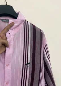 Men's Pink Striped Button-Down Shirt
