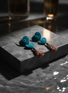 Heart Tassel Crochet Earrings