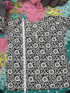 Stylish Black & White Floral Kurta