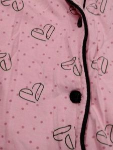 Pink Heart Print Pajama Top