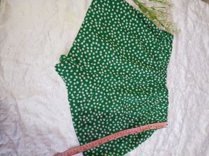 Green Floral Print shein Shorts