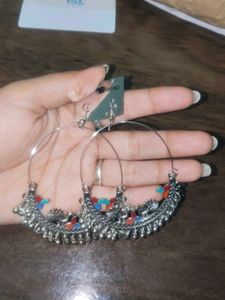 Bohemian Hoop Earrings with Multicolor Accents