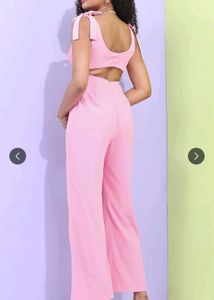Chic Pink Jumpsuit with Tie-Up Shoulders