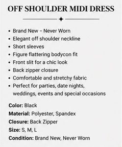 Elegant Black Off-Shoulder Maxi Dress with Slit
