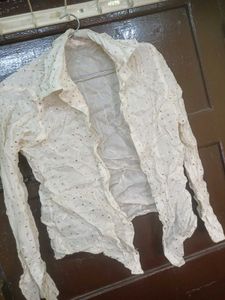 Cream Blouse with Button Detail