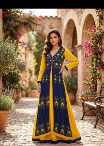 Elegant Yellow & Navy Kurta Set