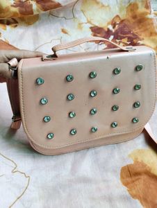 Pink Studded Crossbody Bag