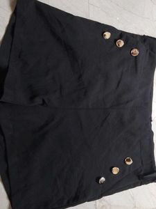 Stylish Black Shorts with Gold Buttons