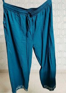 Teal Printed V-Neck Kurta
