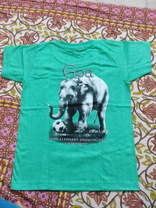Green T-Shirt with Elephant Print