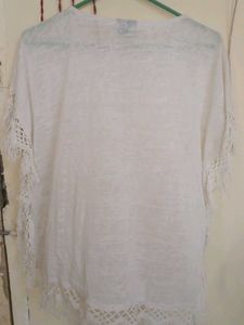 Elegant White Lace Trim Tunic Top