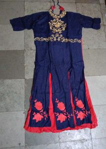 Beautiful Navy &amp; Red Embroidered dress