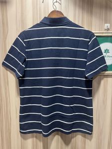 Adidas Navy Blue Striped Polo T-Shirt