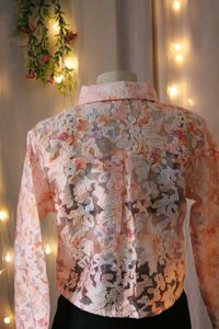 Sheer Floral Print Button-Up Shirt