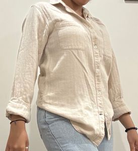 Beige Linen Blend Shirt – Size s