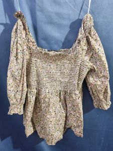 Mark and Spencer Floral Print Smocked Top