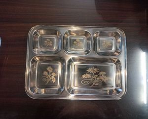 Stainless Steel Compartment Thali Plate 4 pcs set