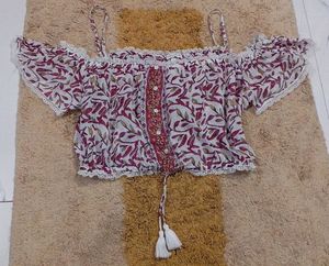 Boho Off-Shoulder Crop Top