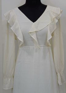 Ivory Ruffle Trim Dress