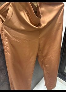 Satin V-Neck Top with Tie-Front