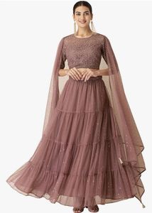 Indya Dusty Pink Embroidered Mesh Crop Top