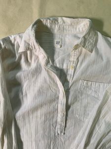 GAP White Striped Long Sleeve Tunic Top