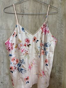 Floral Print Silk Robe &amp; Camisole Set
