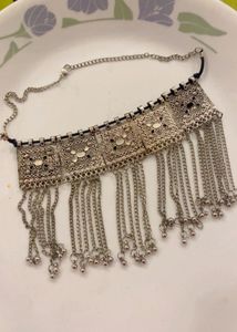 Bohemian Silver Oxidized Choker Necklace