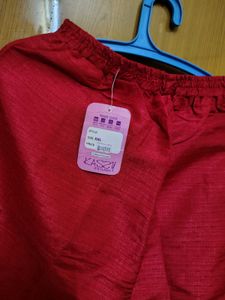 Vibrant Red Silk Blend Pants