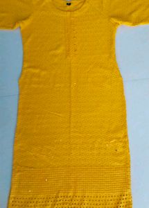 ✨ Mustard Yellow Chikankari work Cotton Kurti.