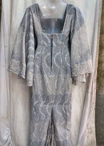 Elegant Grey Embroidered Gown