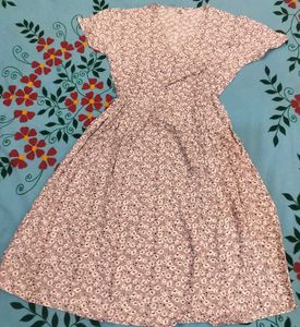 Women Floral Print V-Neck A-Line Midi Dress