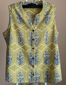 Boho Sleeveless Mustard Yellow Printed Top