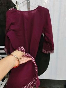 Maroon Kurta with Mirror Work