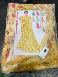 Yellow Floral Saree With Steche Designer Blouse