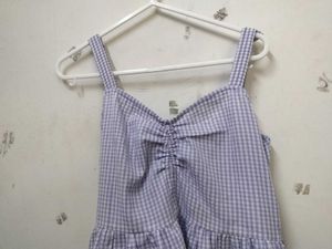 Gingham Print Sweetheart Neckline Dress