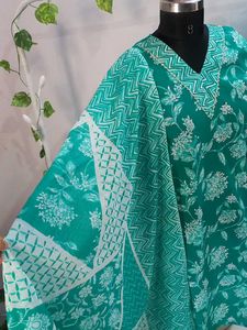 Brand New Green Shade Cotton Kurti Set