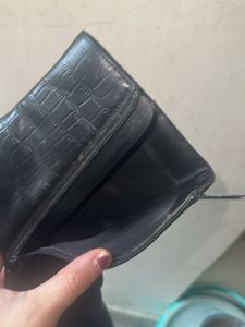 Black Faux Leather Block Heel Boots