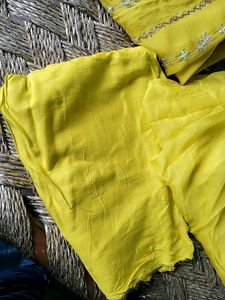 Beautiful Yellow Embroidered  hand work suit