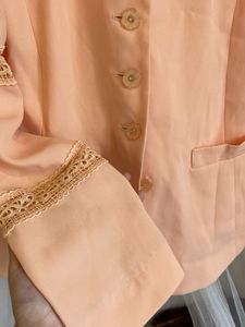 Peach Lace Trim Blazer